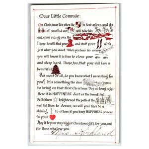 Vintage Christmas Eve 'Dear Little Comrade' Illustrated Postcard